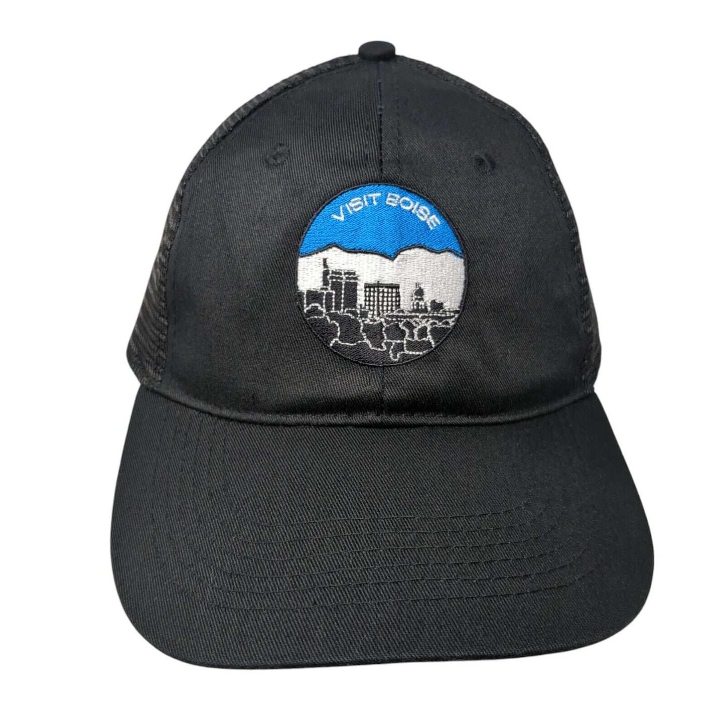 Visit Boise Snapback Mesh Back Trucker Hat Black OSFM Embroidered Otto