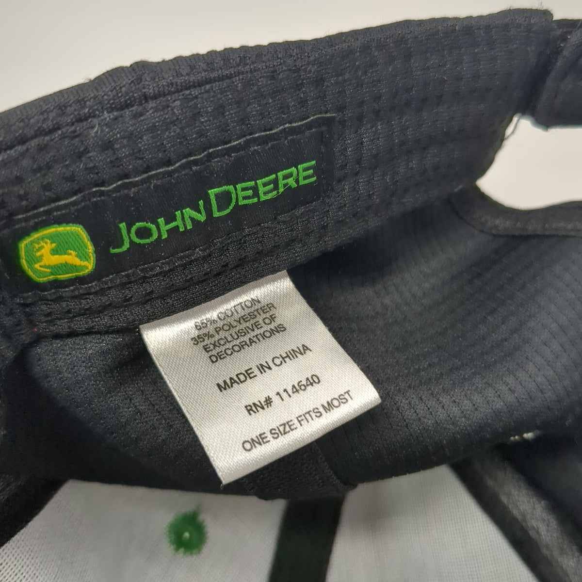 John Deere Baseball Cap Green One Size Mesh Back Contrast Piping Strapback Hat