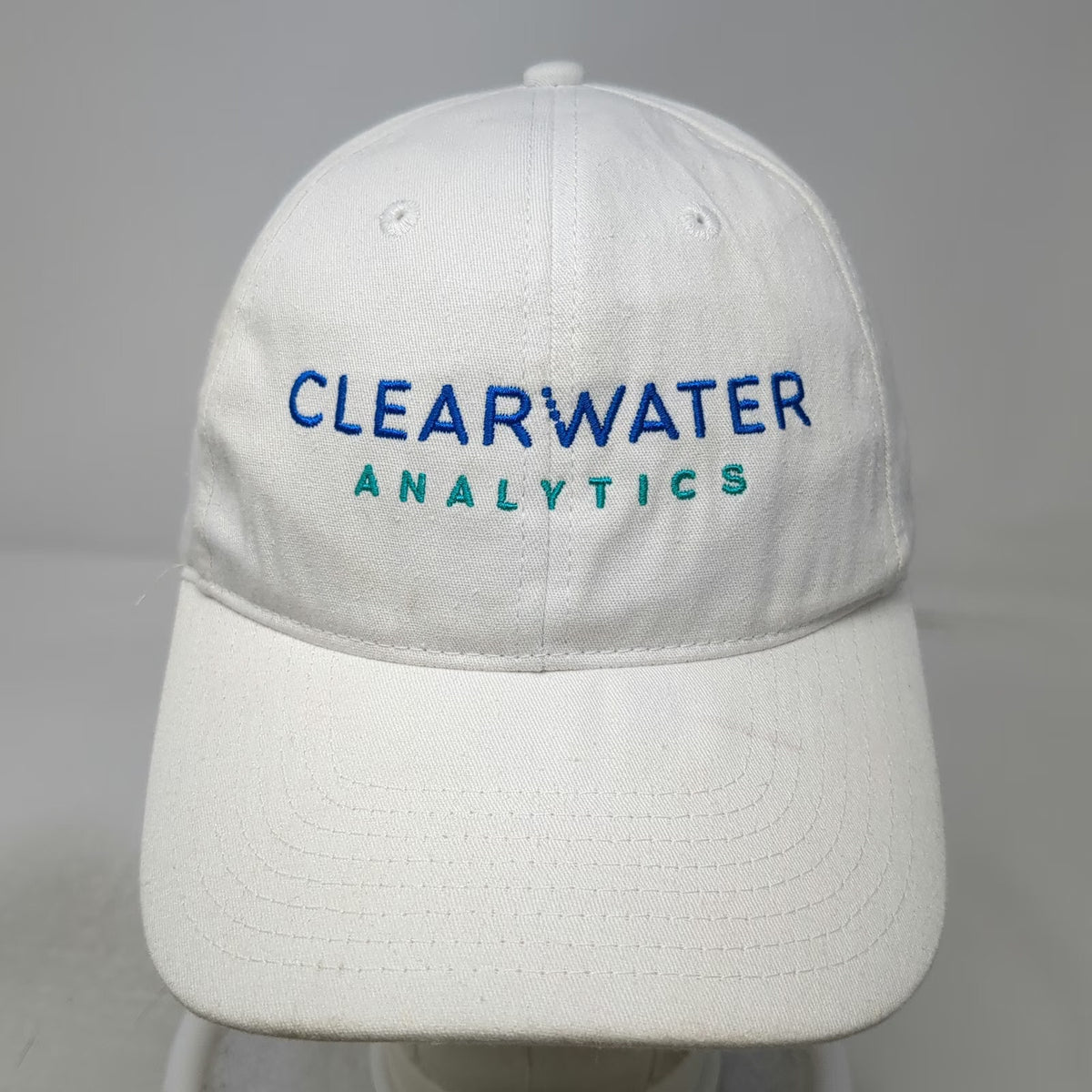 Hit Baseball Cap White OSFM Clearwater Analytics Logo Embroidered Strapback Hat
