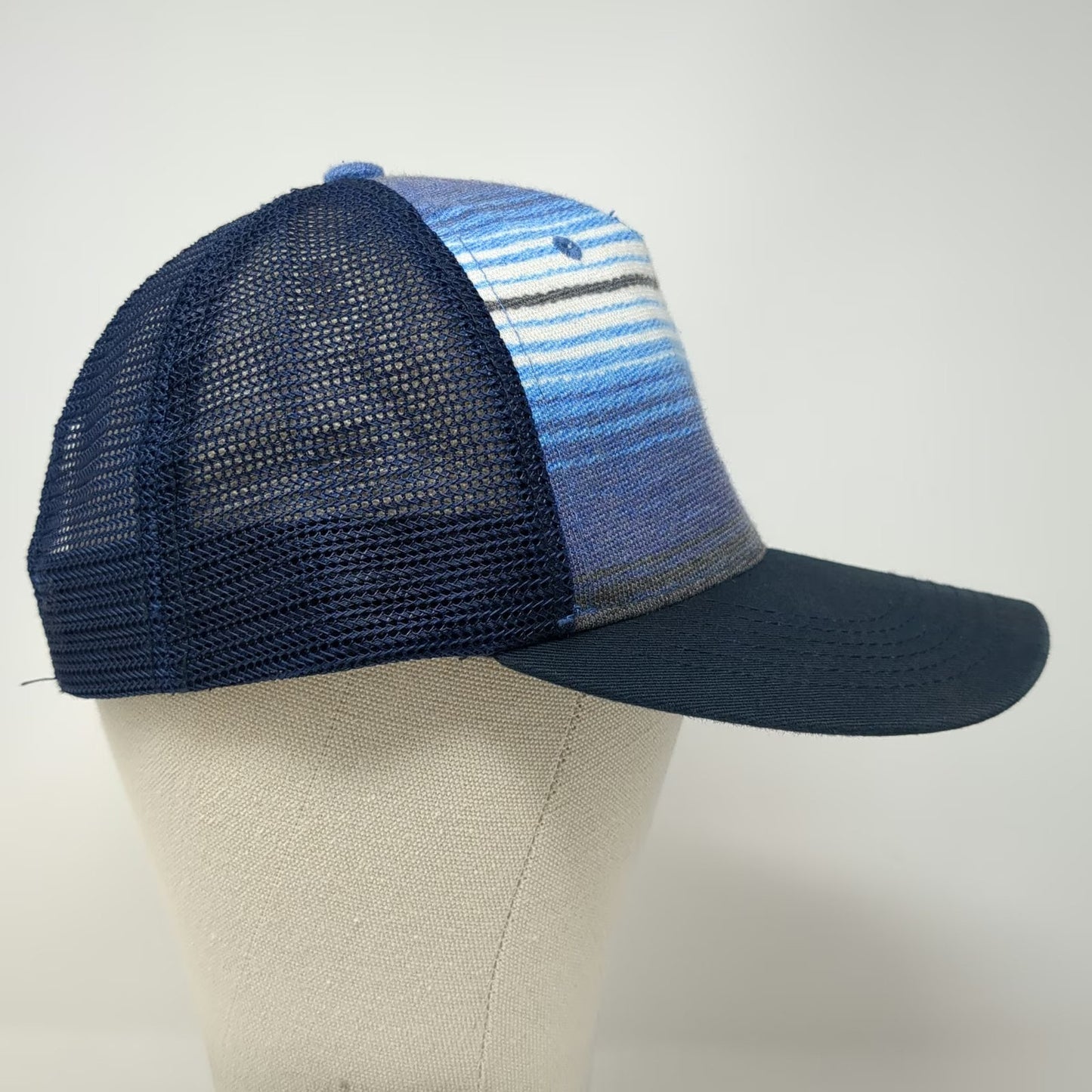 Costa Del Mar Trucker Hat Blue One Size Snapback Mesh Back Striped Fishing Hat