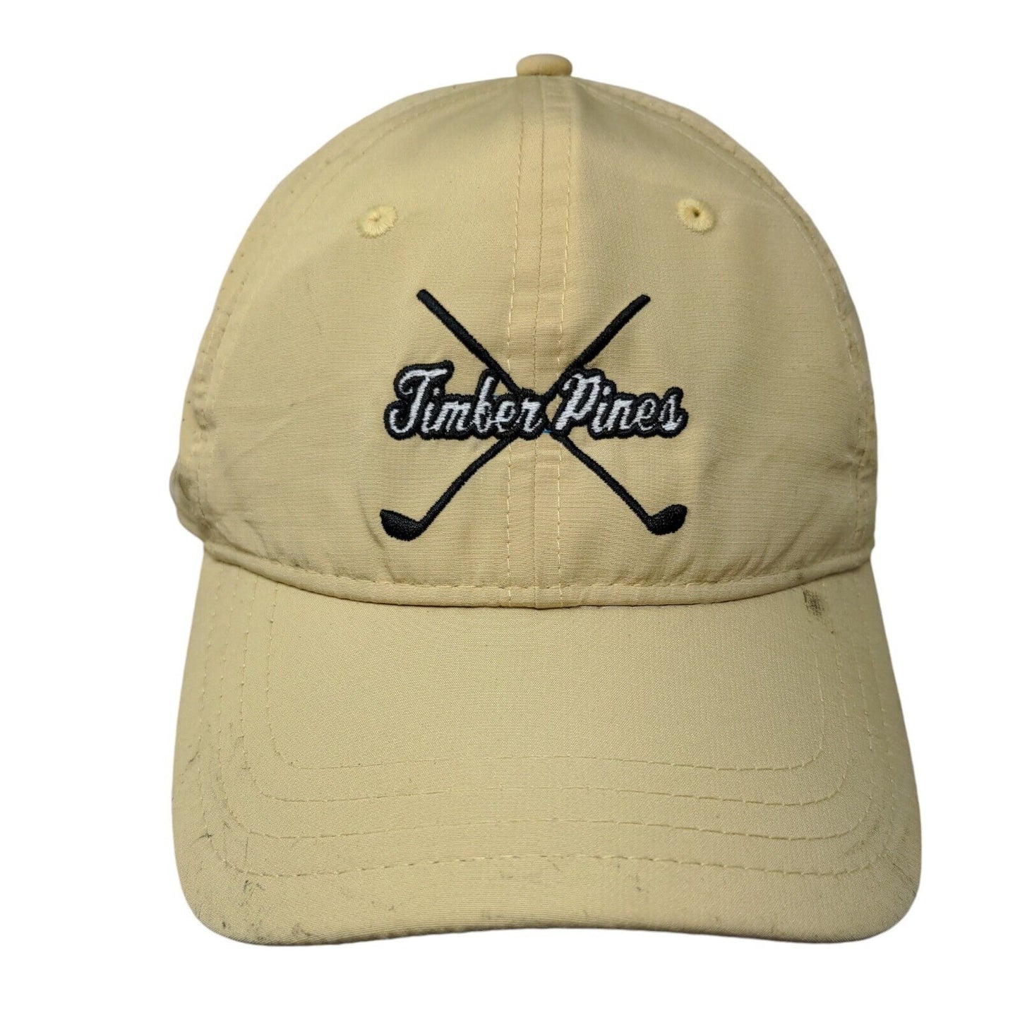 Timber Pines Golf Clubs Strapback Hat Yellowish-Tan Embroidered 6 Panel