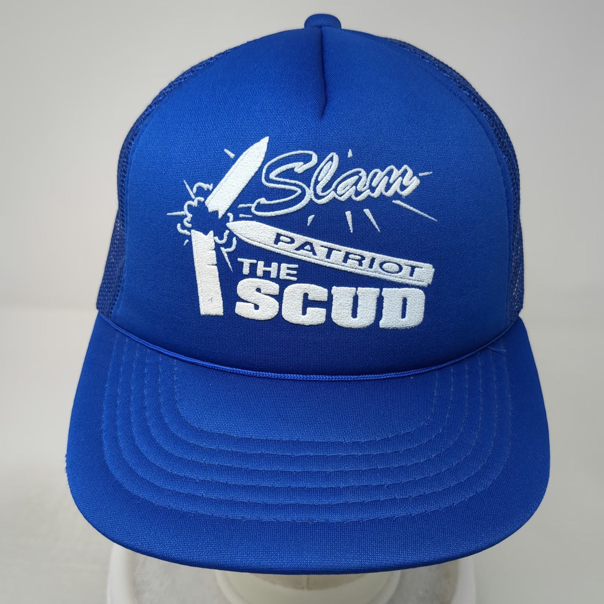 AA Headwear Trucker Hat Blue OS Slam Patriot The Scud Missile Gulf War Snapback