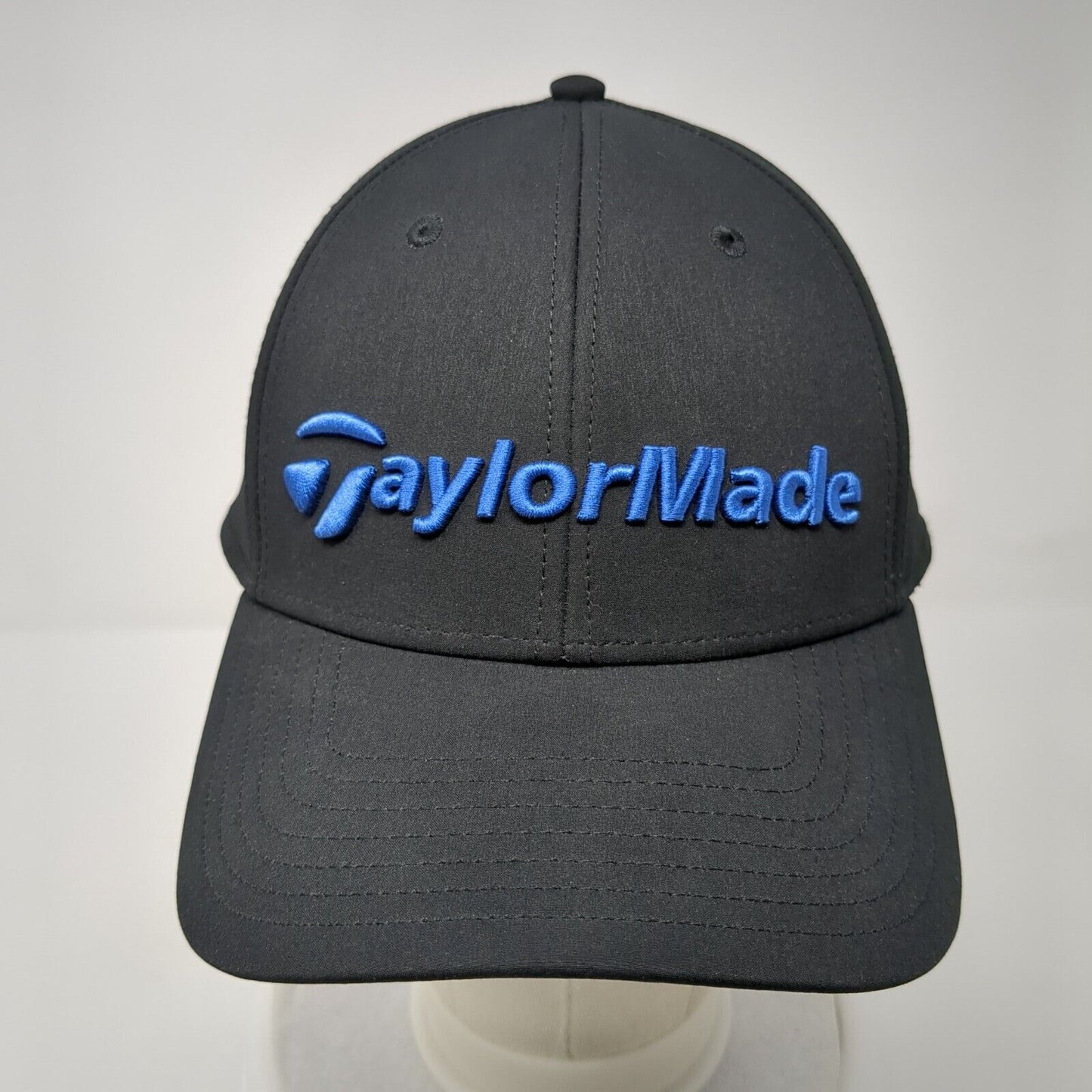 TaylorMade Strapback Golf Hat Black OS Adjustable Embroidered 6 Panel Polyester