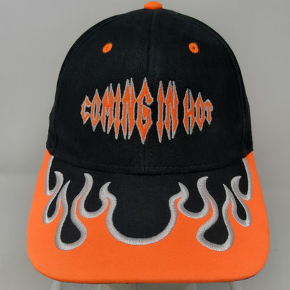 Otto Baseball Cap Black Orange One Size Coming In Hot Flame Brim Strapback Hat