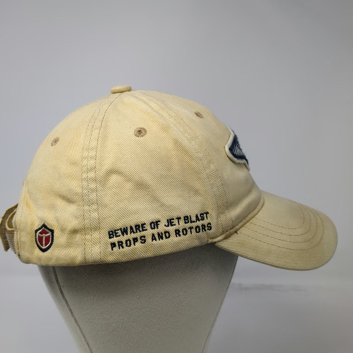 Red Canoe Baseball Cap Beige One Size US Air Service Jet Blast Warning Hat