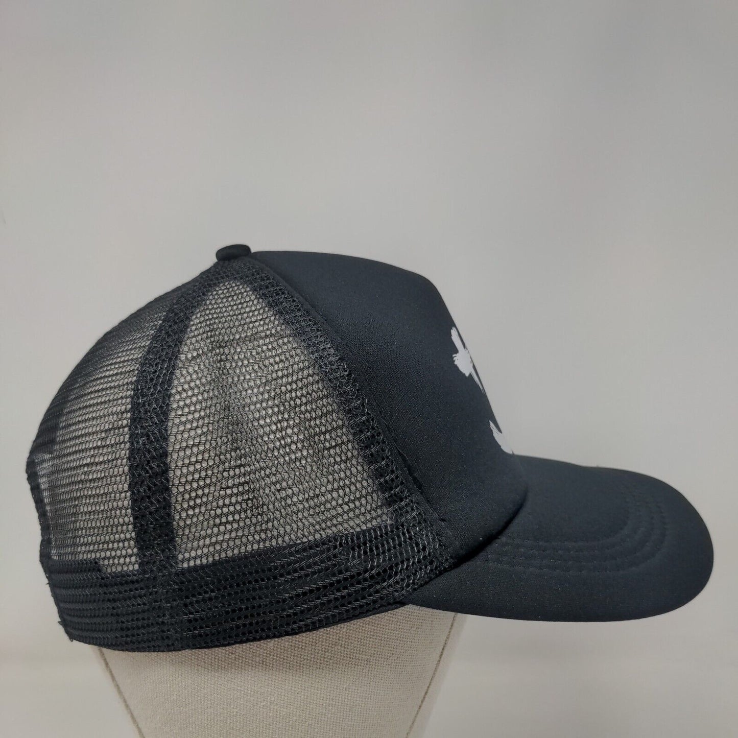 Smiling Face Snapback Mesh Back Trucker Hat Black One Size Breathable