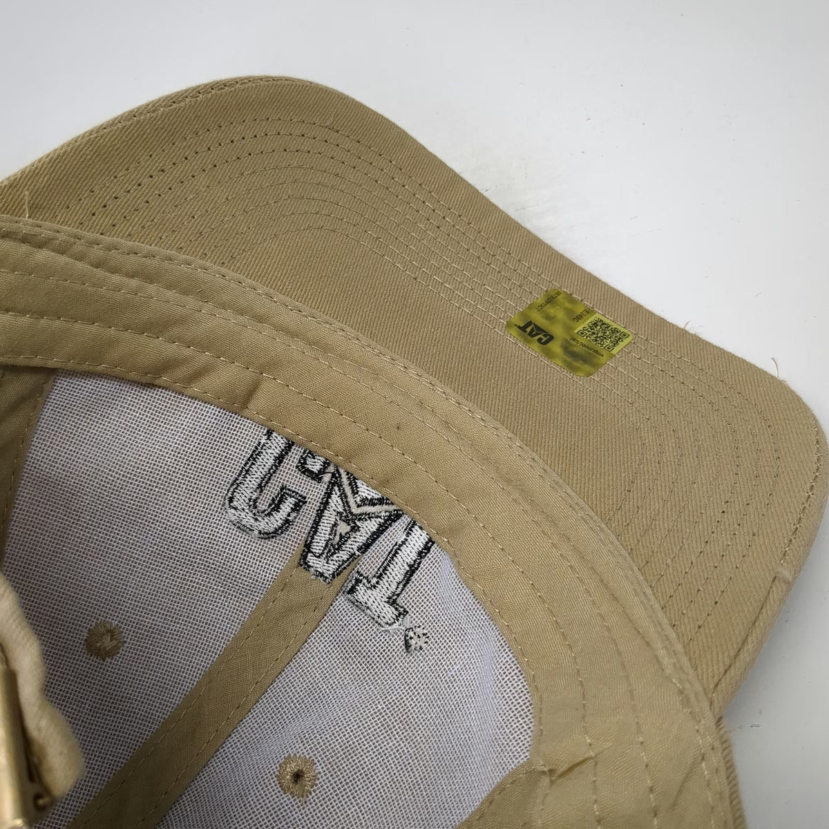 Caterpillar Baseball Cap Beige One Size Slideback Embroidered Logo Workwear Hat