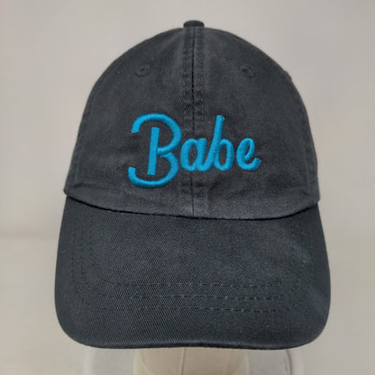 Babe Slideback Hat Black One Size Embroidered Leather Strap Adams