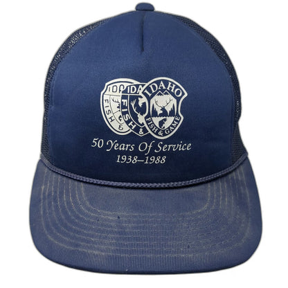 That Hat Blue Trucker Hat L Idaho Fish & Game 50th Anniversary Snapback Mesh