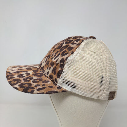 C.C. Women's Strapback Mesh Back Hat Multicolor Leopard Pattern Ponytail Hole