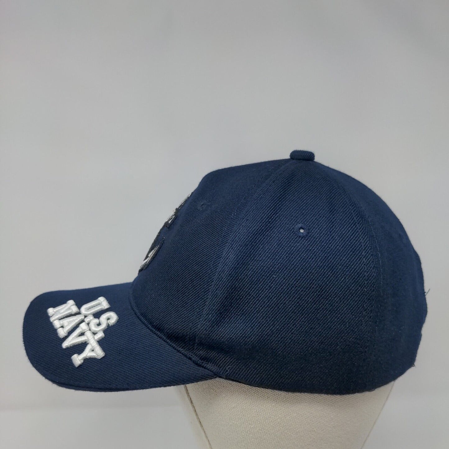 US Navy Anchor Strapback Hat Blue One Size Adjustable Embroidered