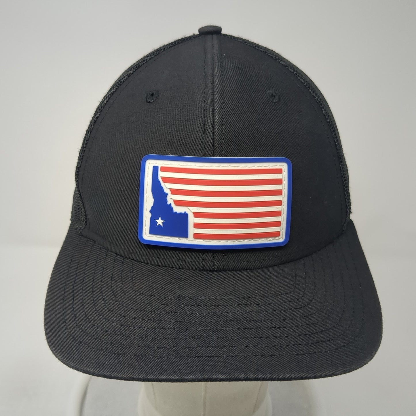 Idaho Flag Patch Snapback Mesh Back Trucker Hat Black Small Richardson