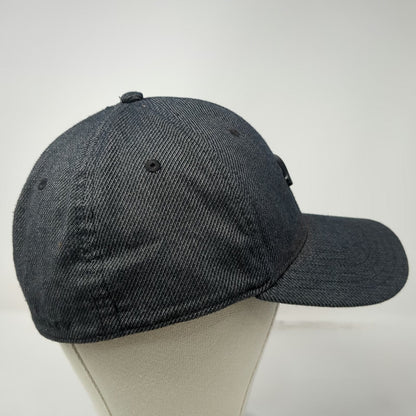 Oakley Baseball Cap Gray XL Flexfit Rubber Logo Denim Texture Curved Brim Hat