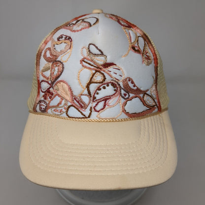 Unbranded Snapback Trucker Hat Tan OSFA Adjustable Stitch Paisley Mesh Back