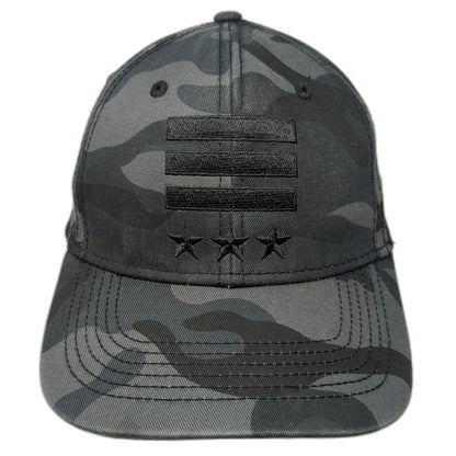 H3 Headwear Snapback Hat Gray Black One Size Camo Stars Bars Structured Graphic