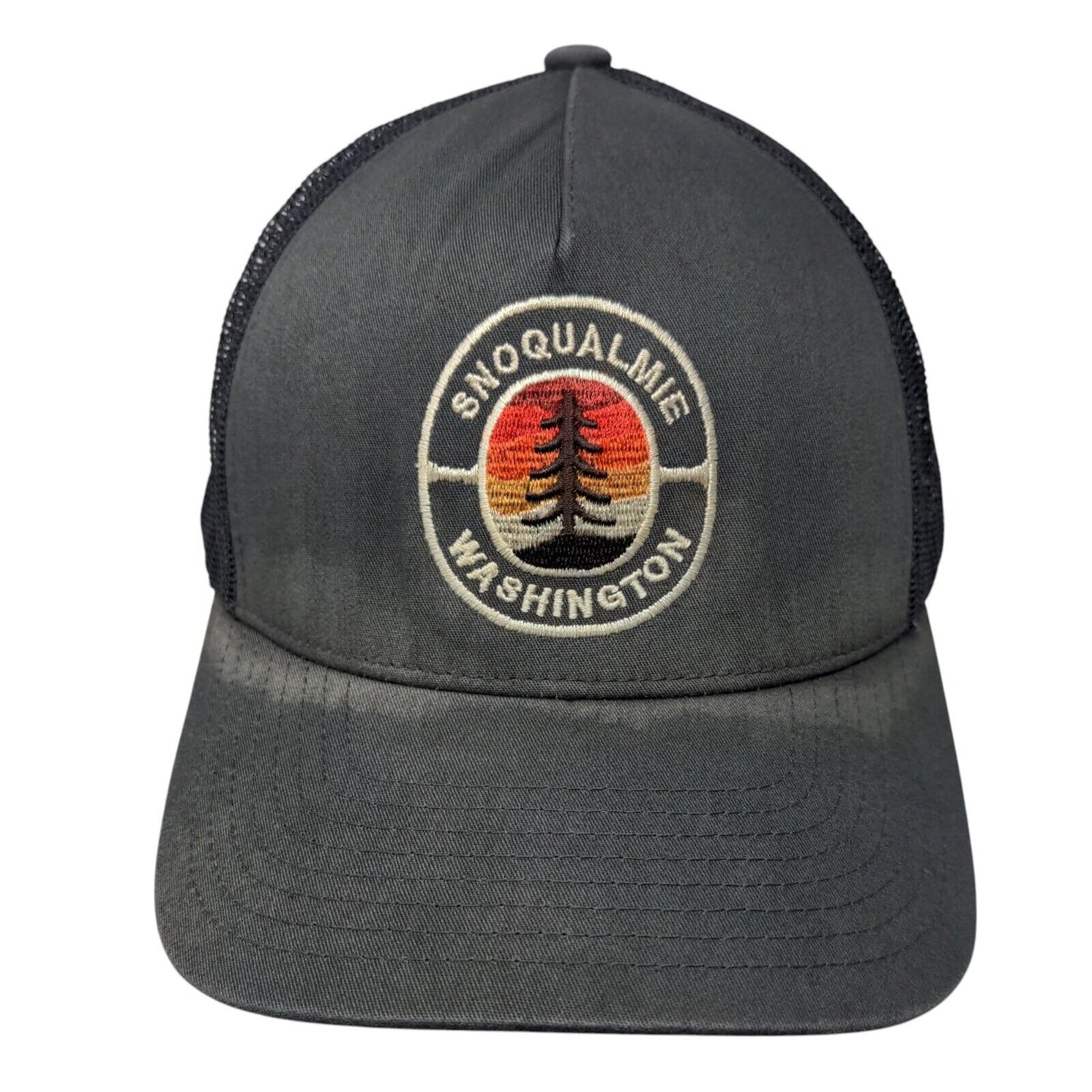 Snoqualmie Wahington Snapback Trucker Hat Gray OS Mesh Back The Classics Yupoong
