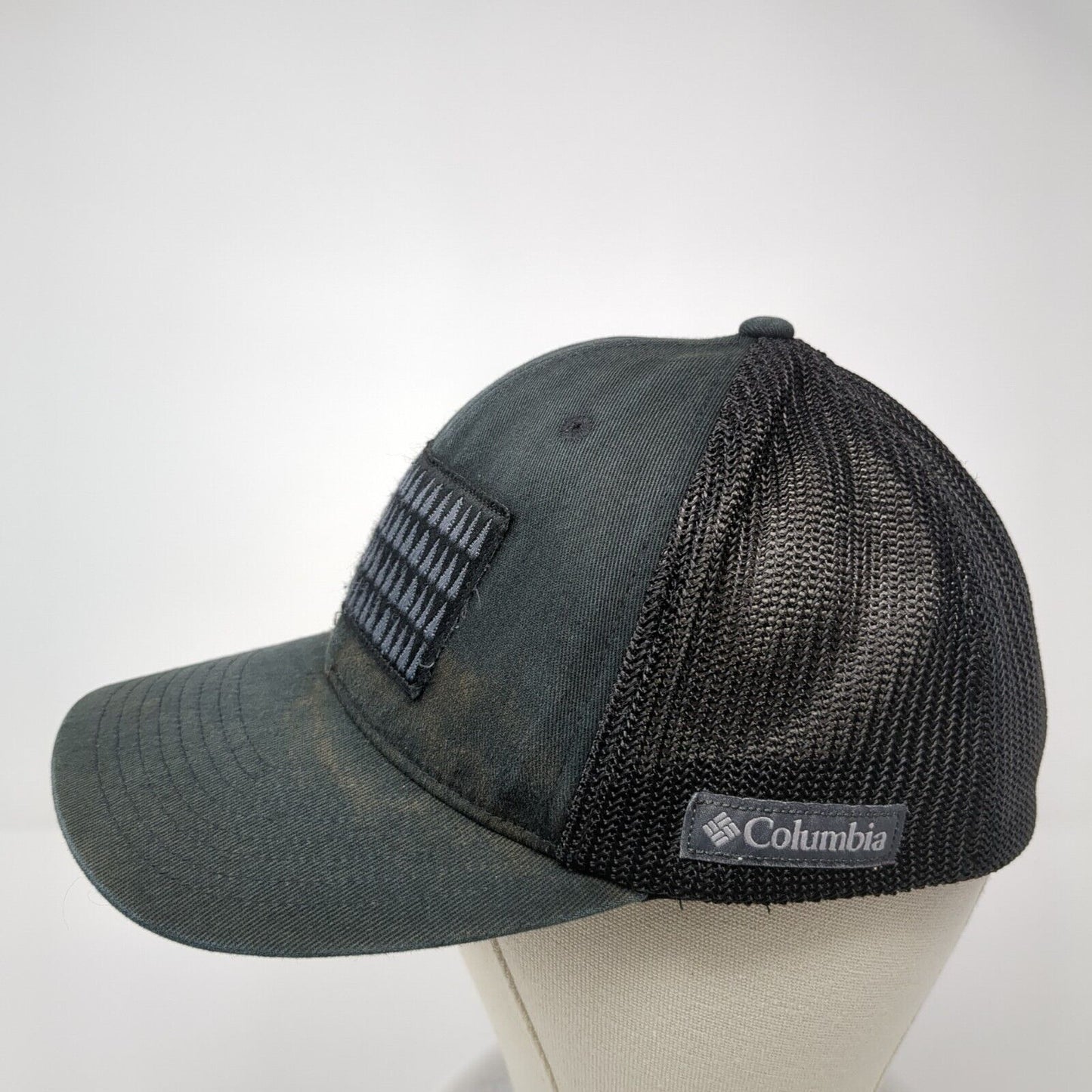 Pine Trees USA Flag Fitted Mesh Back Trucker Hat Black One Size Columbia