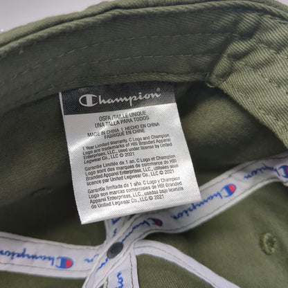 Champion 5 Panel Green One Size Script Logo Cotton Adjustable Slideback Hat