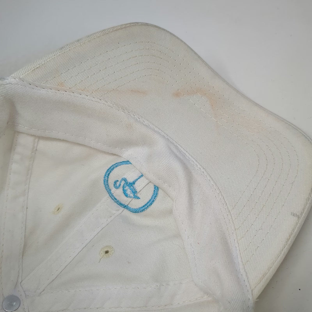 LTRMN Baseball Cap White One Size Leather Strapback Embroidered Flamingo Hat