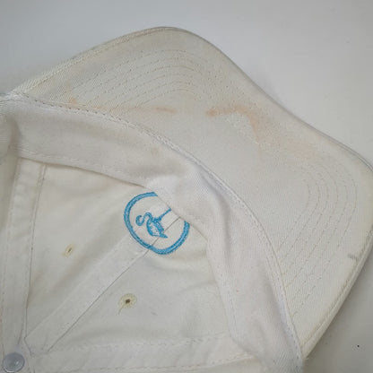 LTRMN Baseball Cap White One Size Leather Strapback Embroidered Flamingo Hat