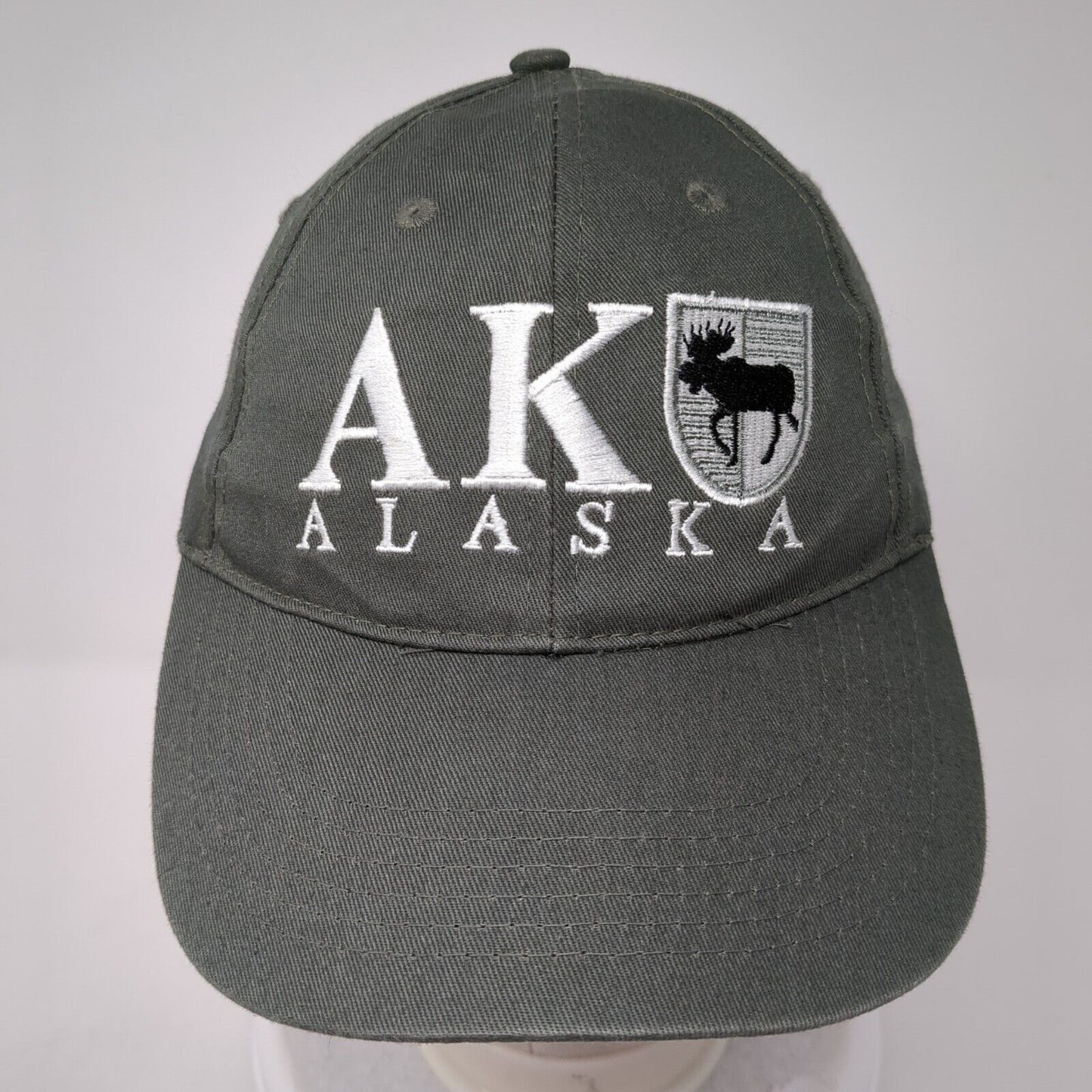 AK Alaska Strapback Hat Green One Size Adjustable Embroidered 6 Panel