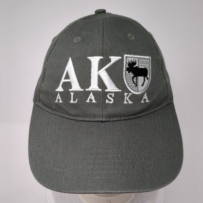 AK Alaska Strapback Hat Green One Size Adjustable Embroidered 6 Panel