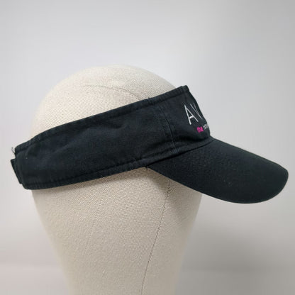 KC Caps Avon Brand Visor Black One Size Cotton Strapback Hat Logo Embroidery