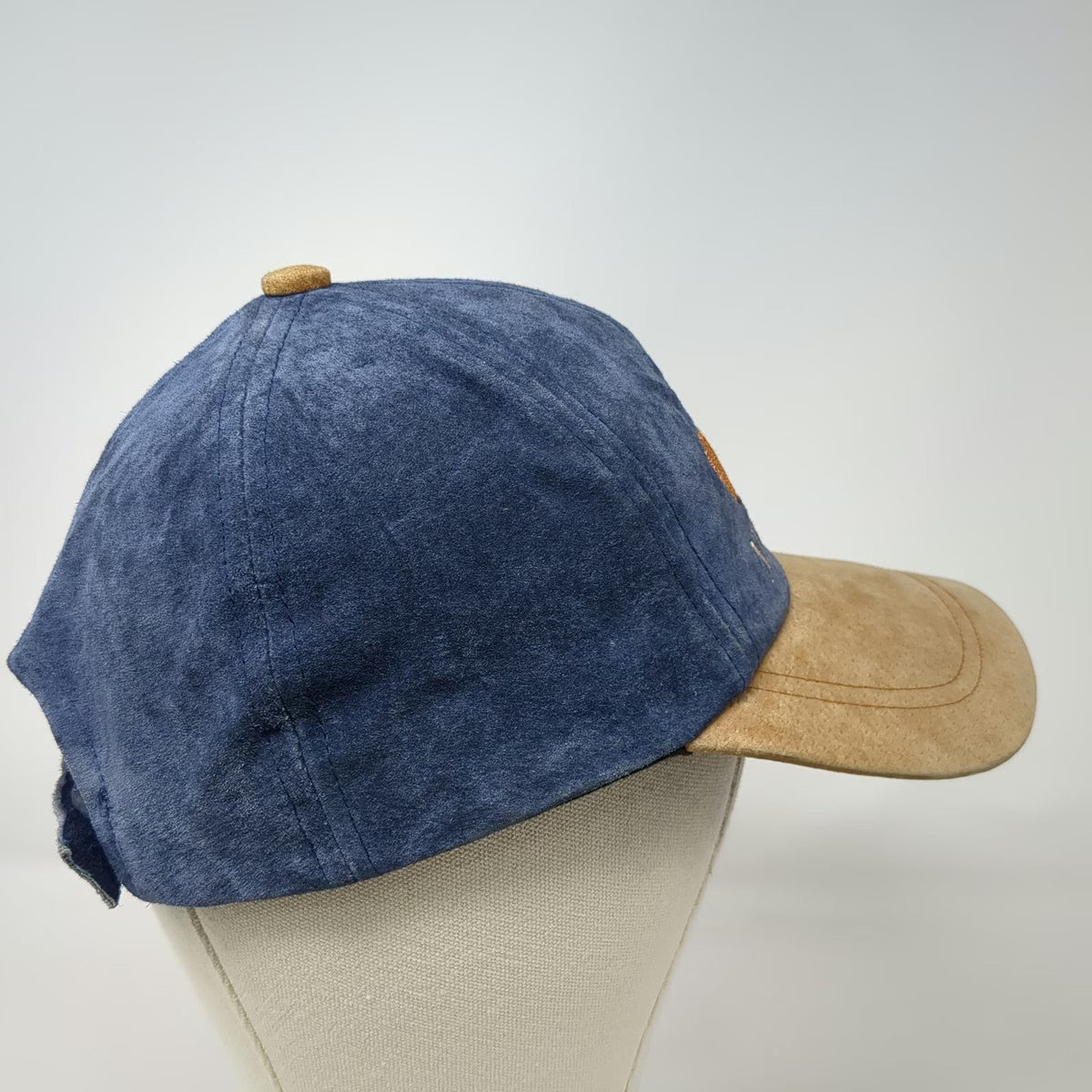 Hallifax Baseball Cap Blue Beige OSFM New Zealand Kiwi Silver Fern Leather hat