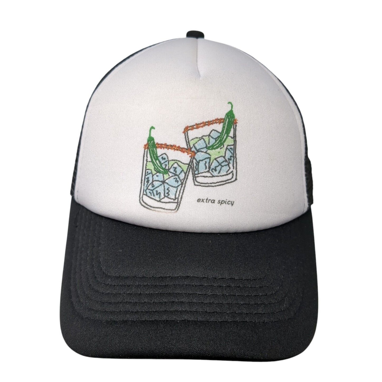Extra Spicy Cocktails Snapback Mesh Back Trucker Hat Black One Size