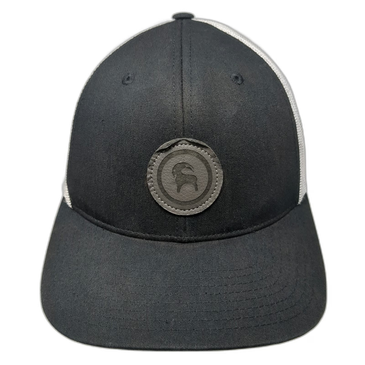Backcountry Trucker Hat Black White One Size Mesh Back Goat Logo Patch Snapback