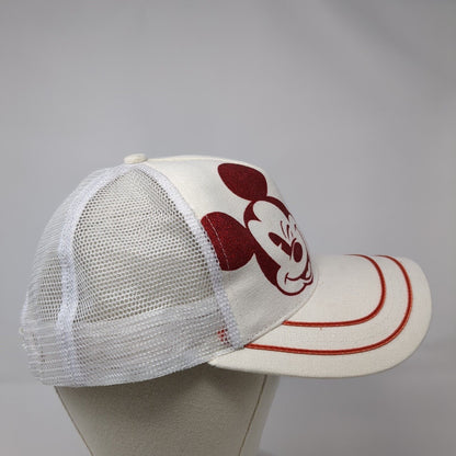 Mickey Mouse Snapback Trucker Hat White One Size Adjustable Mesh Back Disney