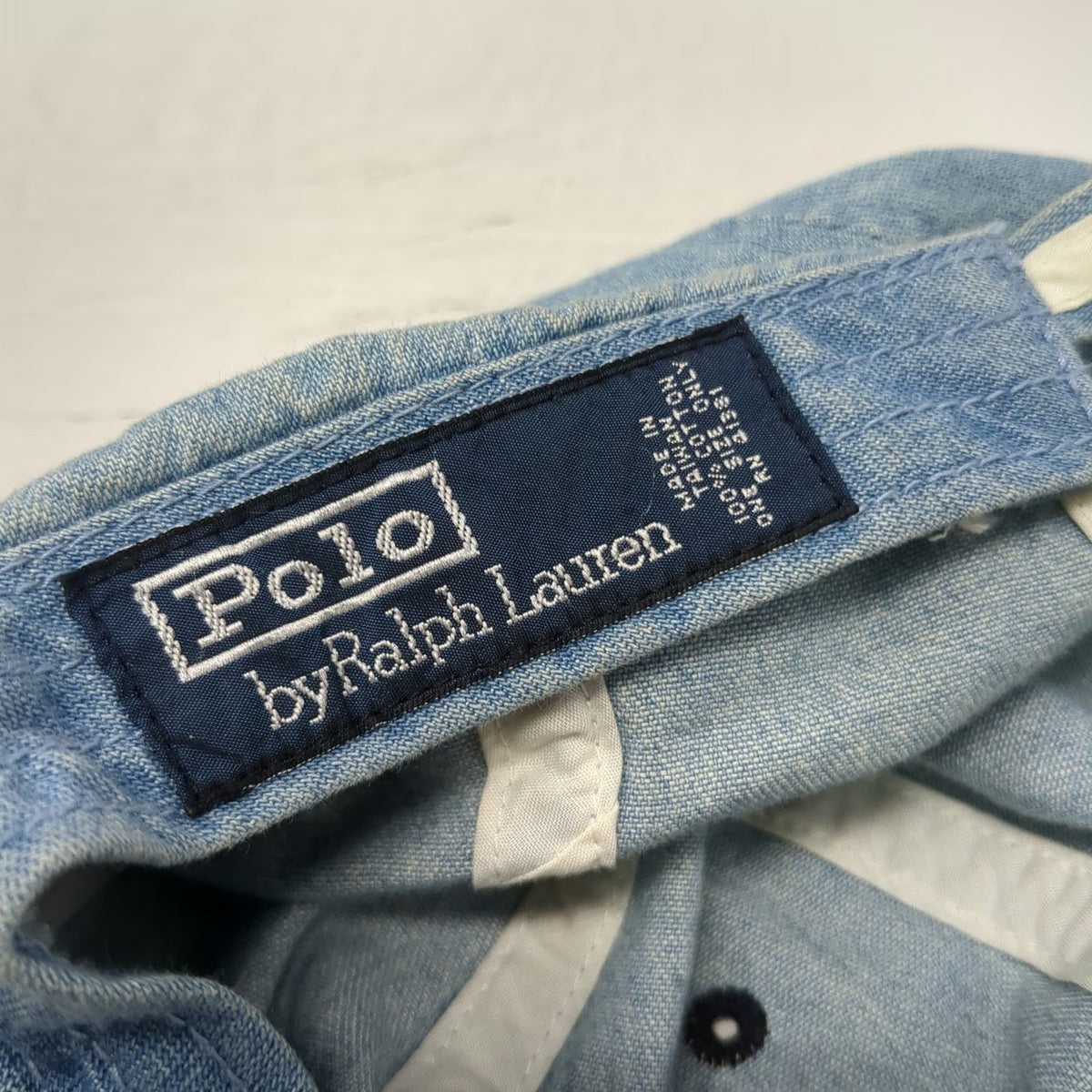 Polo Ralph Lauren Baseball Cap Blue One Size Denim Slideback Logo 6 Panel Hat