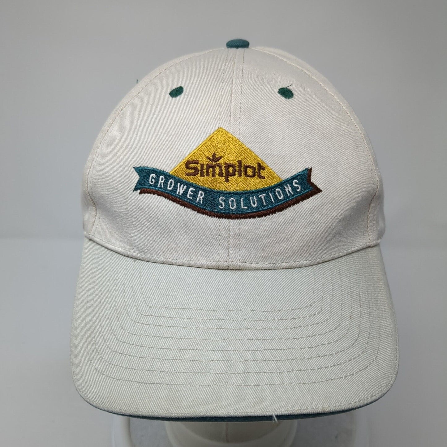 Simplot Grower Solutions Slideback Hat Tan One Size Embroidered 6 Panel