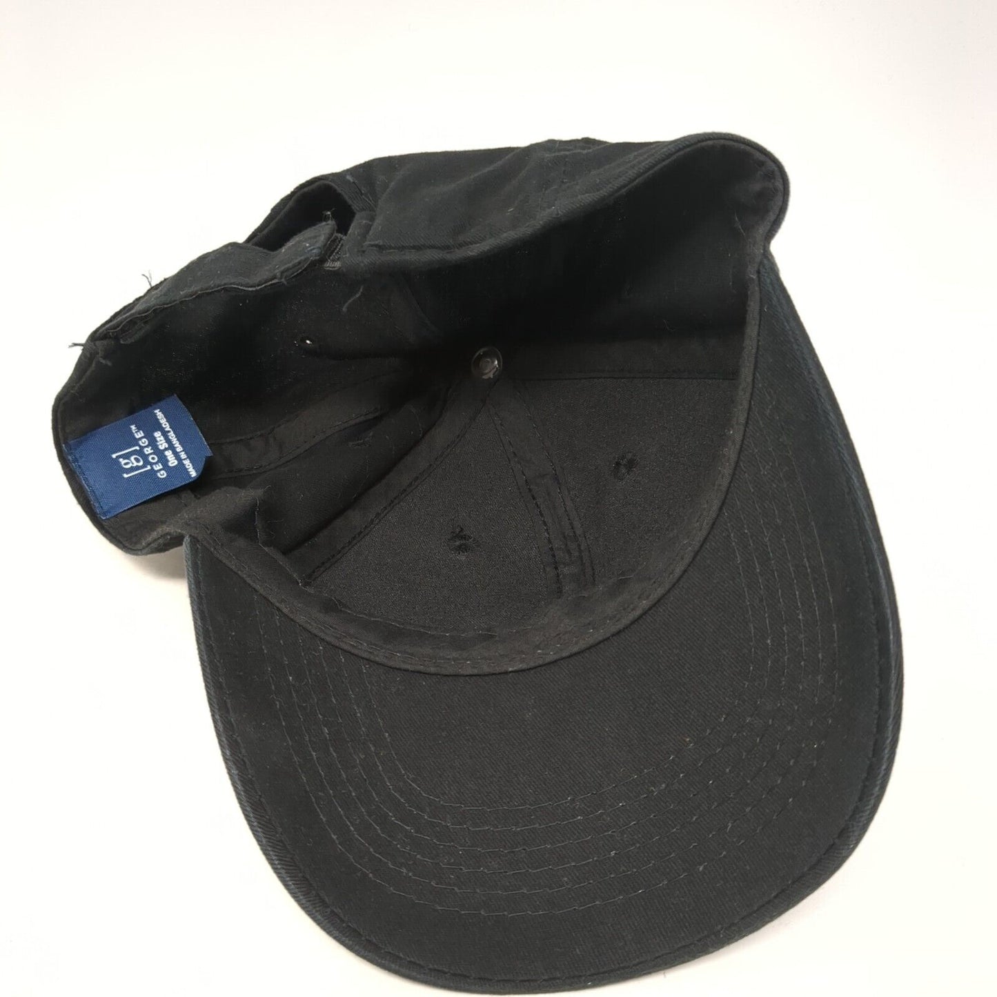 George Strapback Hat Black One Size Adjustable Blank Solid Vent Holes