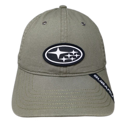 Subaru Snapback Hat Green One Size Logo Patch Brim Tag 6-Panel Cotton Adjustable