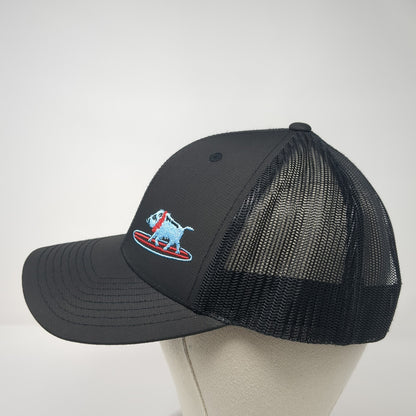 Surfing Blue Pig Snapback Mesh Back Trucker Hat Black One Size Adjustable