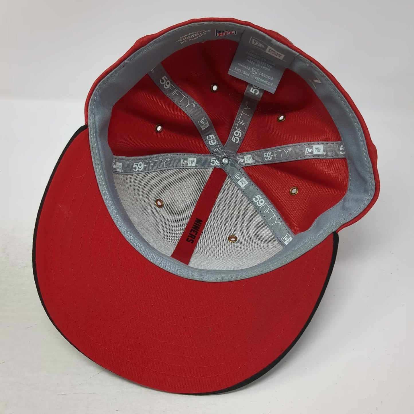 San Francisco 49ers NFL New Era Hat Red Black 7 Flat Brim Side Stripes Fitted