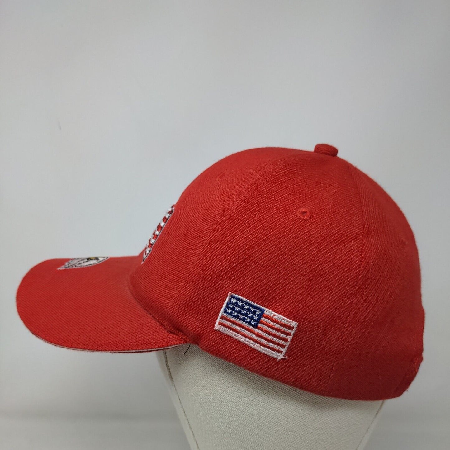 USA Eagle Strapback Hat Red One Size Embroidered American Flag