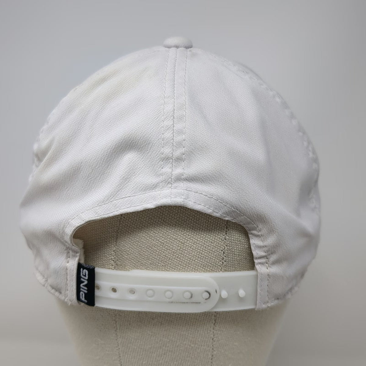 PING 5 Panel Hat White One Size Golf Sunset Mountain Patch Snapback Flexfit 110