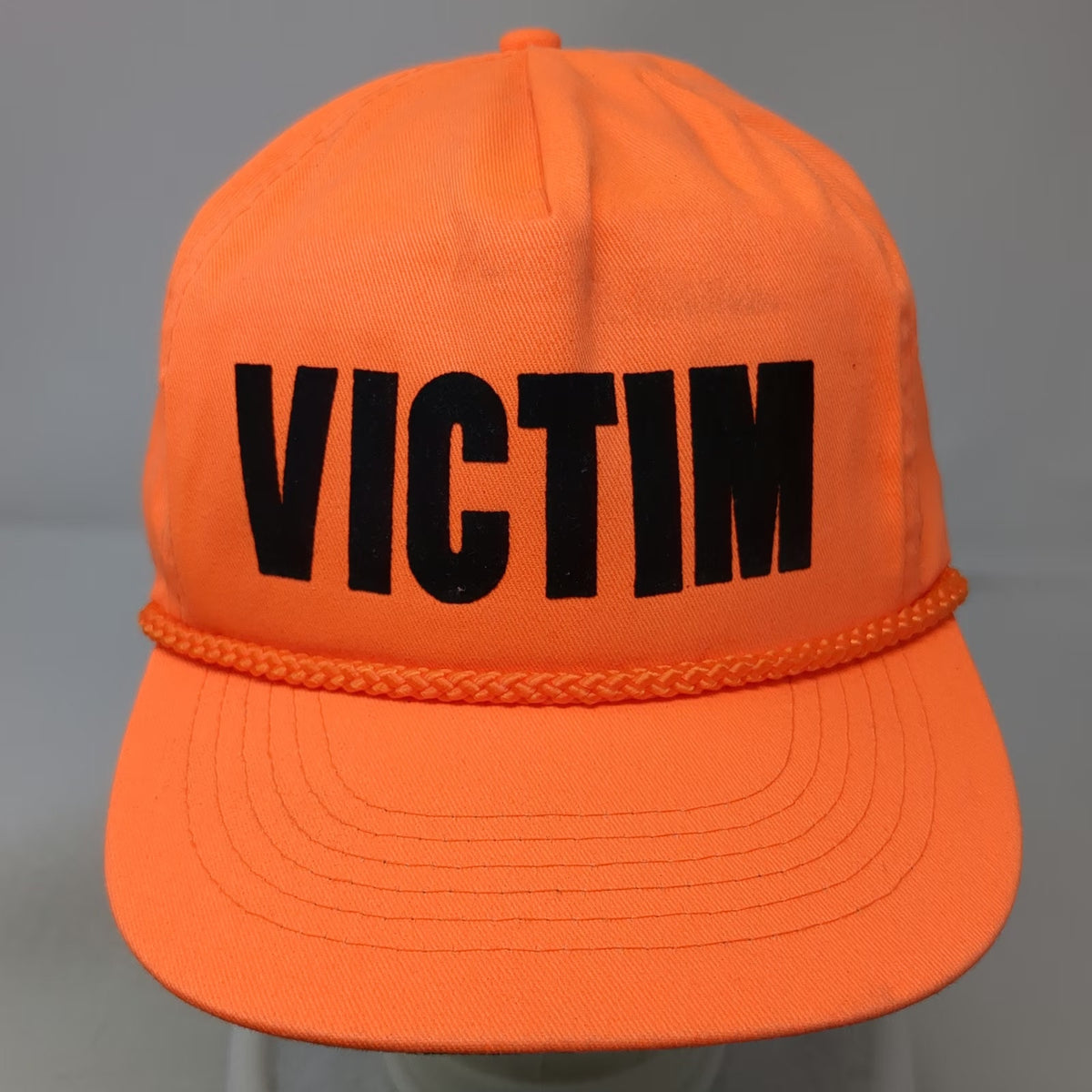 San Sun 5 Panel Orange Hat Victim Rope Green Underbrim Slideback Vintage