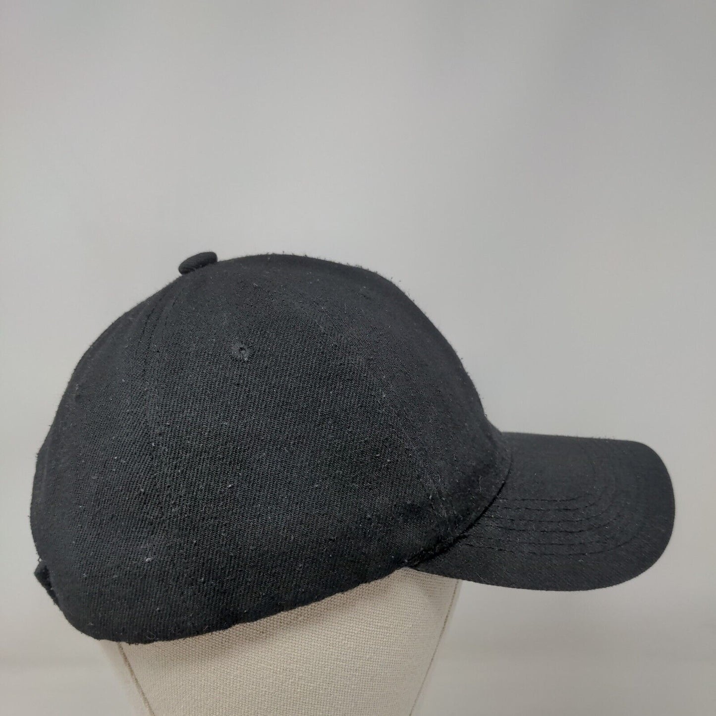Unbranded Strapback Hat Black One Size Adjustable 6 Panel Vent Holes Blank