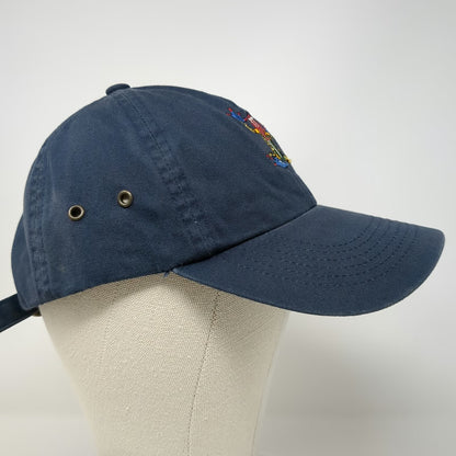 Sportsman Baseball Cap Blue One Size Embroidered Frog Cotton Slideback Hat