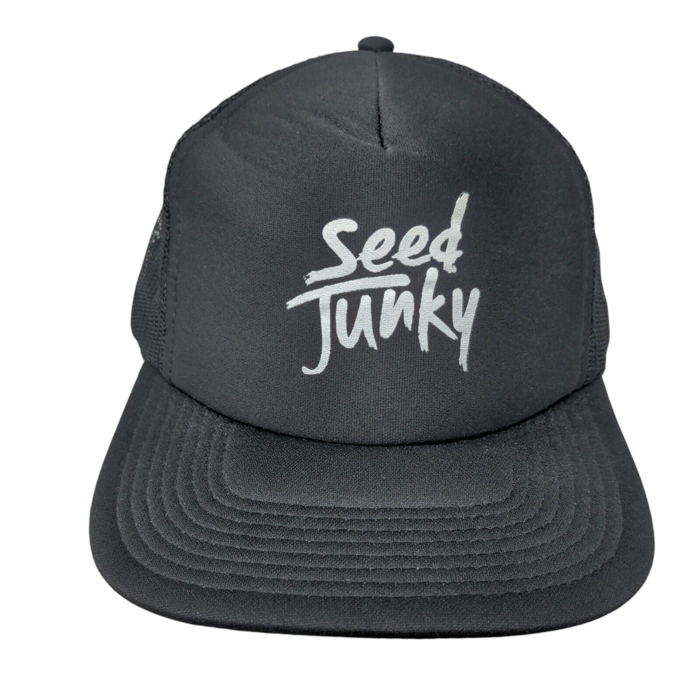 Seed Junky Snapback Mesh Back Trucker Hat Black OSFM Adjustable Otto