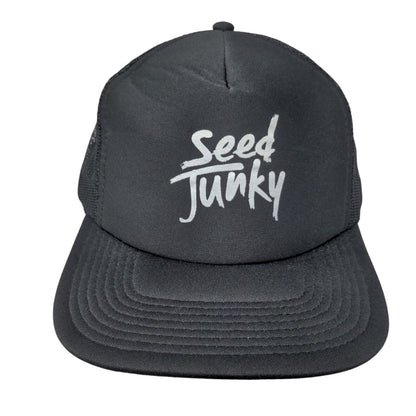 Seed Junky Snapback Mesh Back Trucker Hat Black OSFM Adjustable Otto