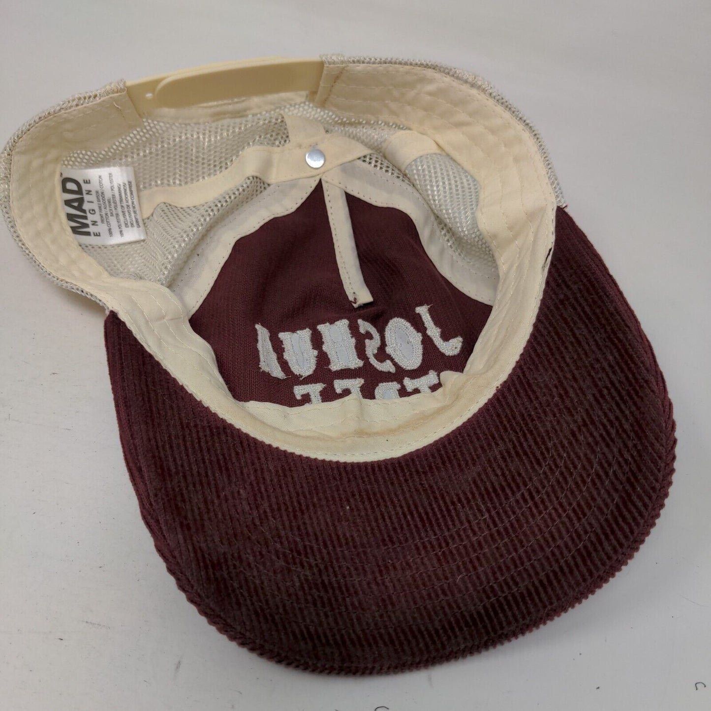 Joshua Tree Snapback Mesh Back Trucker Hat Red One Size Corduroy Mad Engine