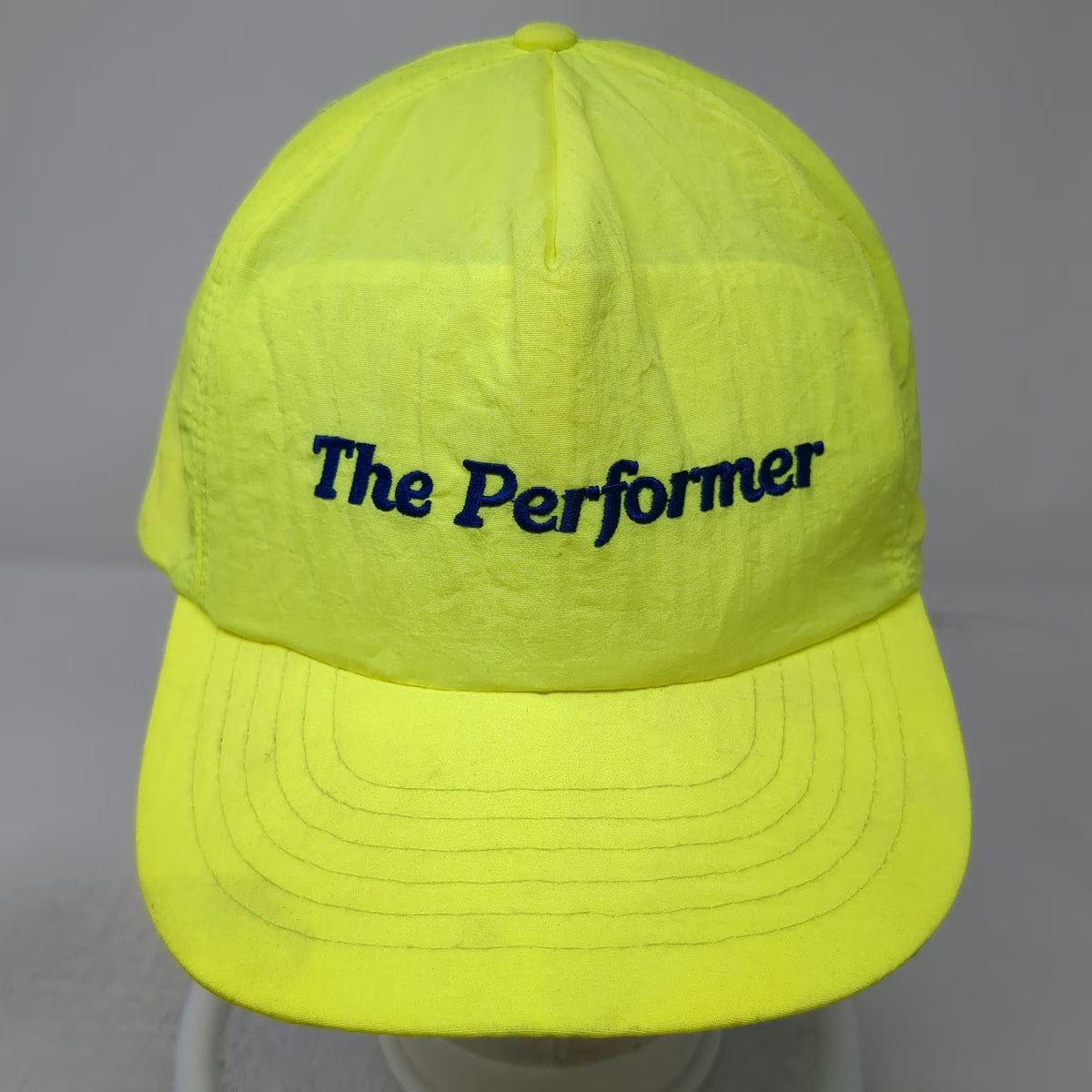 The Performer 5 Panel Green Nylon Snapback Hat Lightweight Sport Vintage