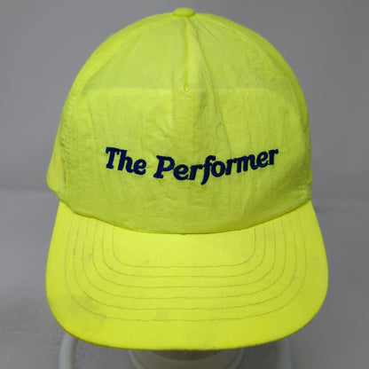 The Performer 5 Panel Green Nylon Snapback Hat Lightweight Sport Vintage