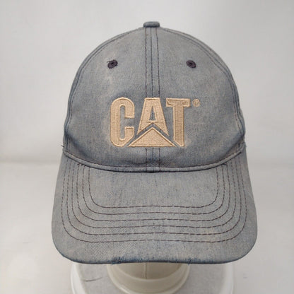 CAT Strapback Hat Blue One Size Solid Embroidered 6 Panel Vent Holes
