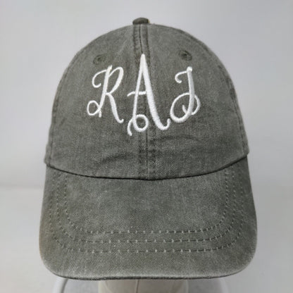 Monogram Slideback Hat Green One Size Embroidered Leather Strap Adams