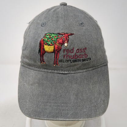 Authentic Pigment Gray Baseball Cap One Size Red Ass Rhubarb Hill City Logo Hat